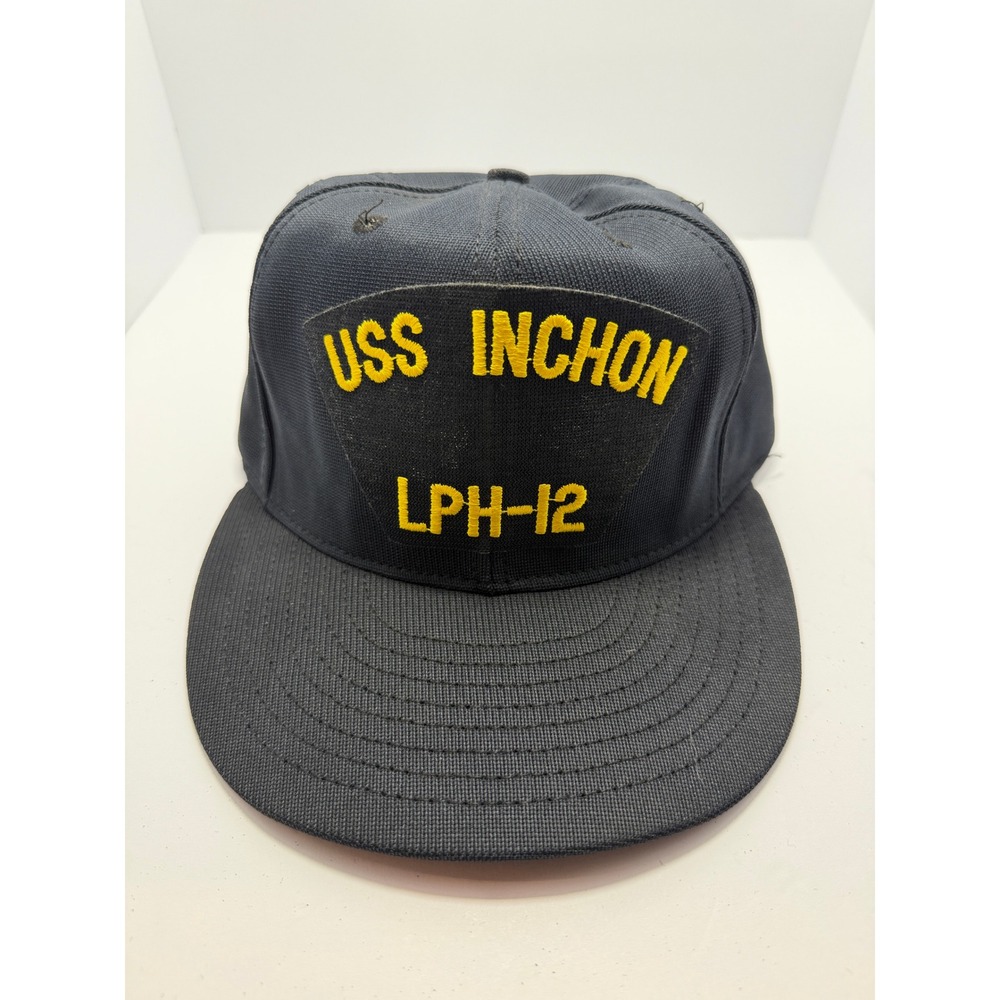 Baseball Caps USS Inchon LPH-12 Hat Mens Large Navy Blue Embroidered Snapback